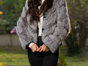 Haina de blana ecologica gri scurta