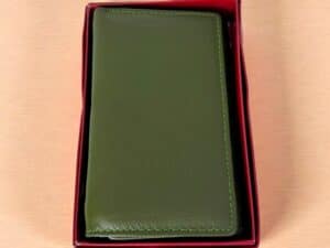 Portofel dama Hassion din piele naturală, culoare verde Olive, cu deschidere tripla, reducere 32%.