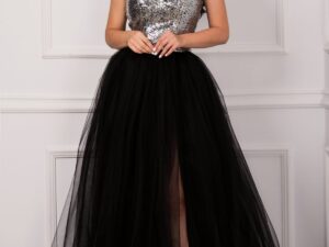 Rochie de seara Cinderella din tulle cu paiete argintii