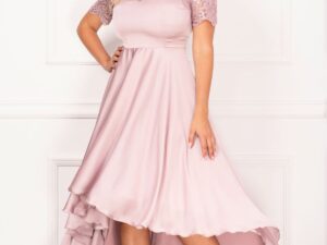 Rochie de seara rose asimetrica cu broderie si paiete