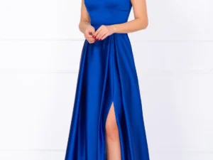 Rochie eleganta lunga Penelope royal cu trandafiri pretiosi