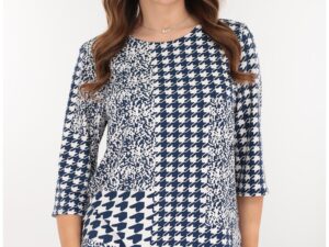 Bluza din bumbac cu print geometric albastru-alb