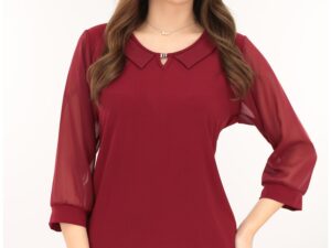 Bluza eleganta bordo cu guleras