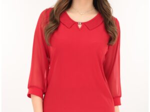 Bluza eleganta rosie cu guleras
