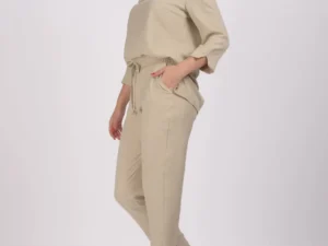 Bluza asimetrica bej din vascoza