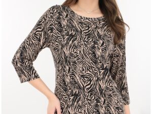 Bluza maro din vascoza cu animal print