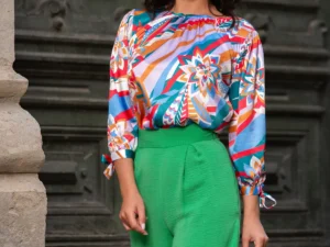 Bluza InPuff multicolora satinata