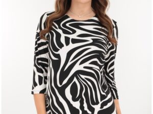 Bluza neagra din vascoza cu imprimeu alb