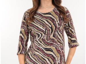 Bluza olive din bumbac cu print abstract grena