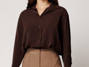 Camasa maro din voal satinat