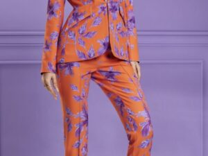 Compleu orange elegant cu imprimeu deosebit