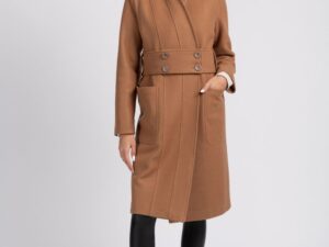 Palton LaDonna camel drept cu cordon detasabil