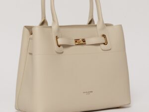 Geanta office ivory cu detalii aurii