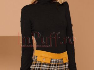 Helanca neagra Pretty Girl cu brosa si fundita la gat