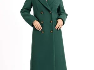 Palton dama verde drept cu inchidere cu nasturi