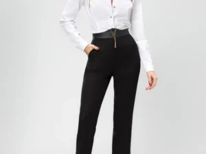 Pantaloni eleganti cu talie inalta si buzunare laterale