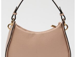 Geanta crossbody de piele cu bareta lant - Roz prafuit