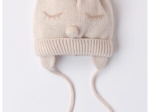 Caciula din amestec de lana cu ciucuri - Maro nisip