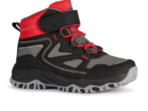 Ghete de piele ecologica si material textil Adair - Rosu/Negru