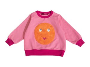 Bluza de trening cu decolteu la baza gatului si design grafic - Fucsia