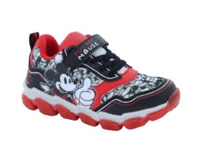 Pantofi sport cu velcro si Mickey Mouse - Rosu/Negru