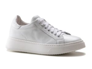 Pantofi sport de piele cu model uni - Alb optic