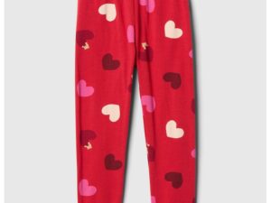 Colanti cu talie medie si imprimeu - Rosu/Alb murdar