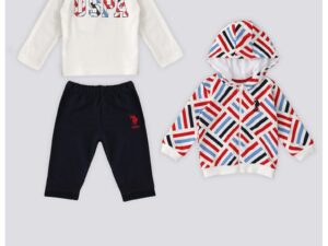 Set de hanorac - bluza si pantaloni - Rosu/Alb/Albastru ultramarin