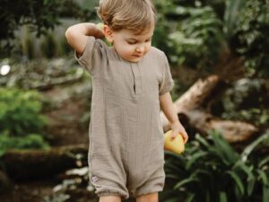 Salopeta scurta din muselina -  - Pearlfect - Bej - pentru baieti - Bej