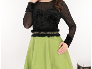 Rochie clos din catifea si tafta verde