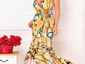 Rochie de zi MBG cu imprimeu deosebit multicolor