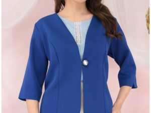 Sacou albastru-regal din stofa elastica