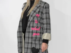 Sacou casual drept cu imprimeu