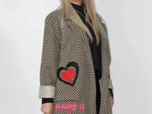 Sacou casual captusit cu imprimeu roz