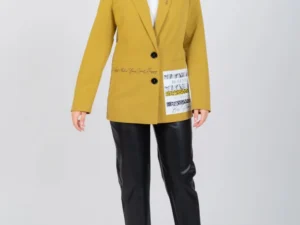 Sacou galben mustar cu buzunare laterale si inchidere cu doi nasturi