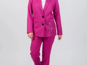 Sacou casual roz cu buzunare laterale