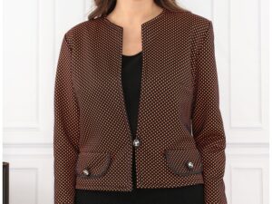 Sacou din stofa neagra cu buline orange