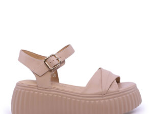 Sandale cu platformă medie femei Enzo Bertini bej din piele 1399DS7221BE