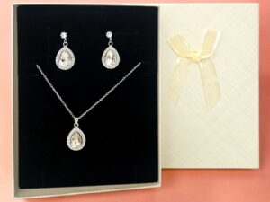 bijuterii inox cu pandantiv si cercei tip lacrima