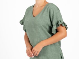 Bluza LaDonna kaki cu volanase la maneci