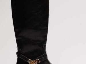 Cizme negre cu catarama metalica aurie