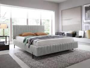 Pat tapitat cu somiera rabatabila si lada depozitare