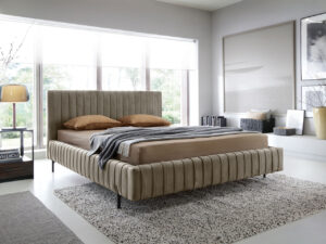 Pat tapitat cu somiera rabatabila si lada depozitare