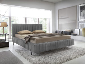 Pat tapitat cu somiera rabatabila si lada depozitare