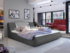 Pat tapitat cu somiera si lada depozitare