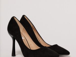 Pantofi eleganti negrii din piele intoarsa ecologica