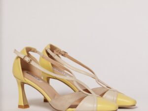 Pantofi galbeni cu barete incrucisate ivoar