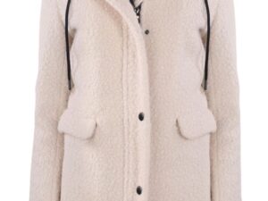 Palton pentru femei  ecru - cu gluga - lungime maneca lunga - material poliester -