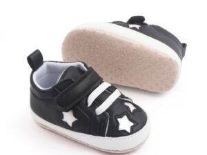 Pantofi sport  Model AL 16845 cu stelute sidefate - Fete - Piele ecologica - Negru - Negru