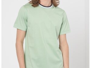 Tricou din bumbac cu decolteu la baza gatului - Alb/Negru/Verde deschis